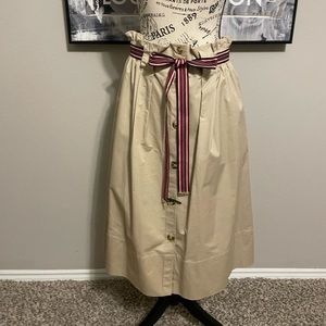 Tommy Hilfiger Khaki Midi Skirt with Pockets